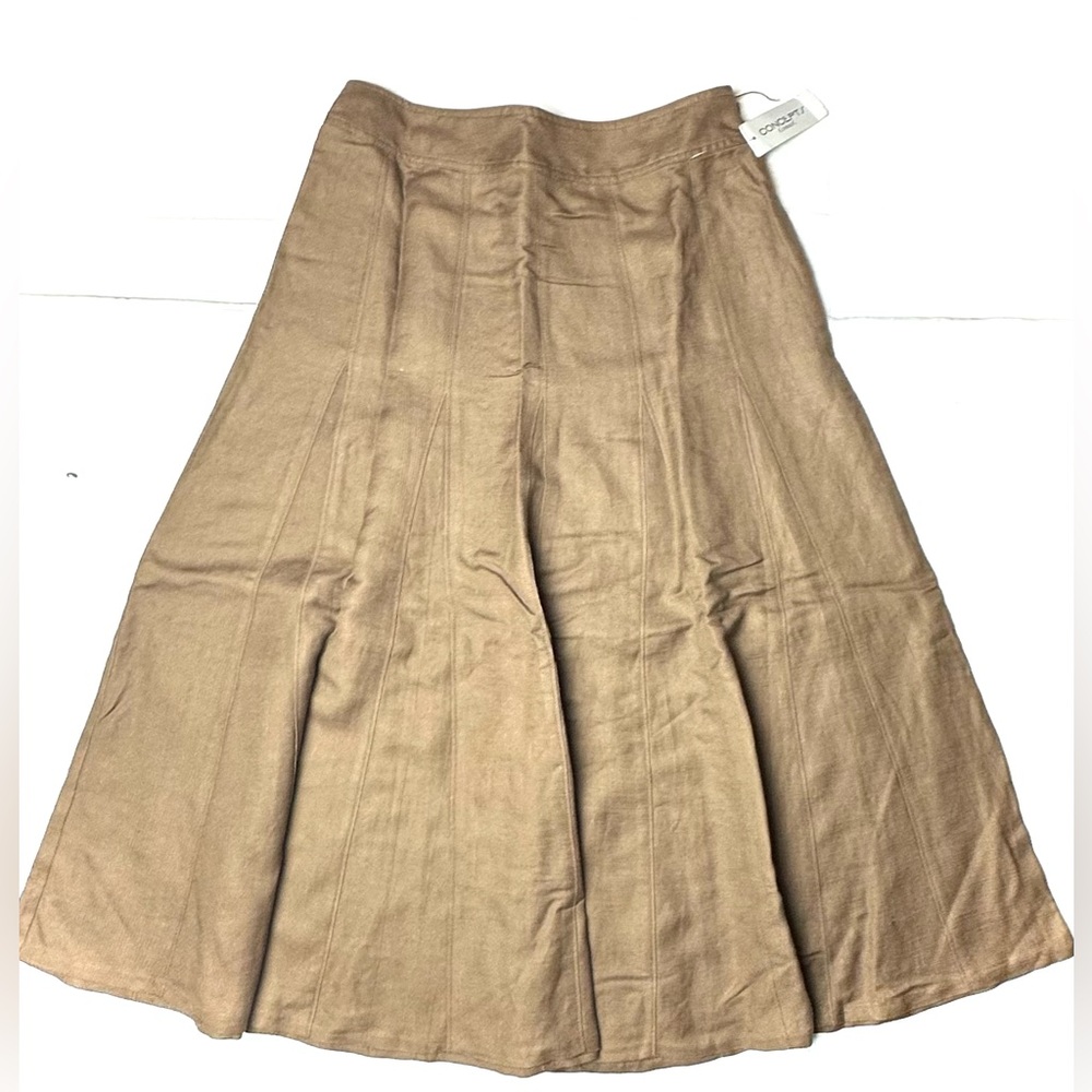 Vintage Concepts Conrad C Womens 6 Midi Maxi Ruffle Skirt‎ Brown Linen Blend Zip